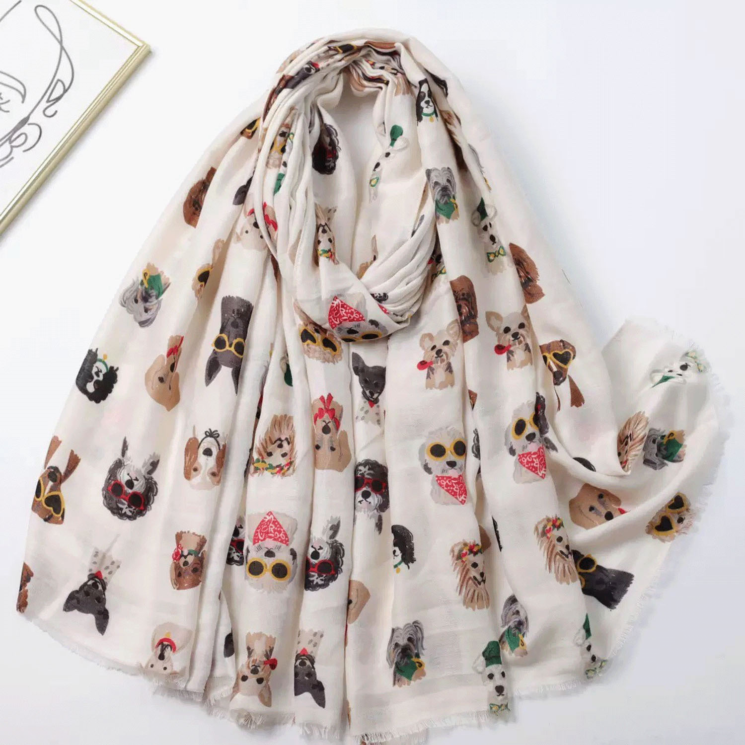 犬柄大判ストール - 画像1