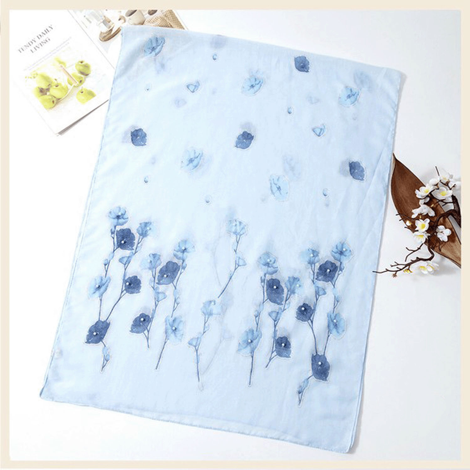 大判ストール フラワーラメパール - 画像5