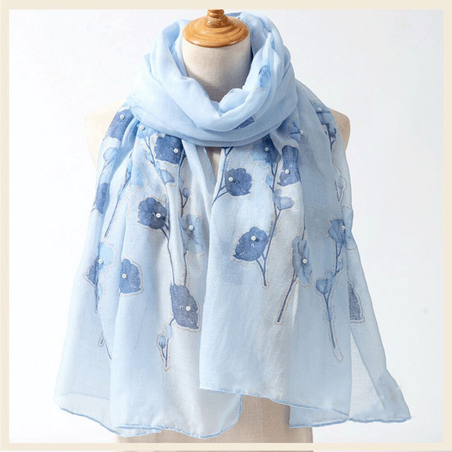 大判ストール フラワーラメパール - 画像1