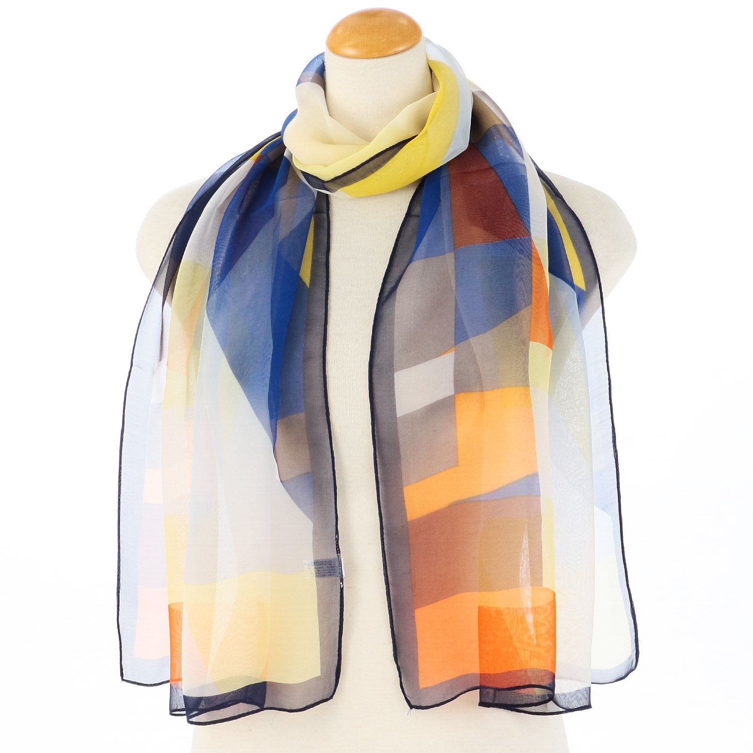 幾何柄シフォンプリントストール - 画像1