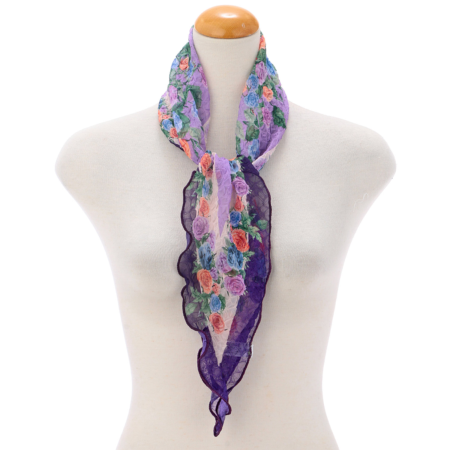 バラ柄シワ加工剣先スカーフ - 画像7