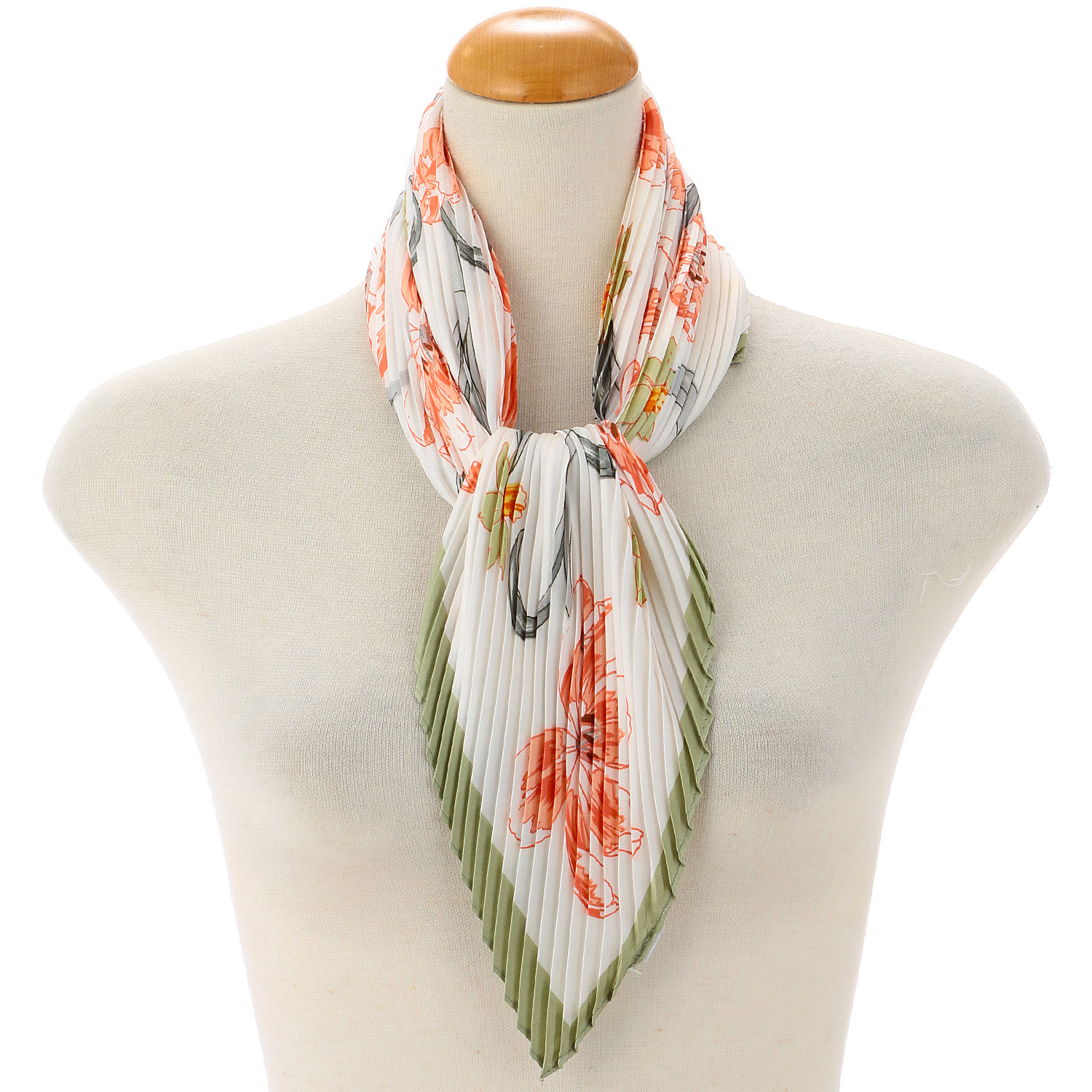 【グリーン終了】プリーツスカーフ 花柄