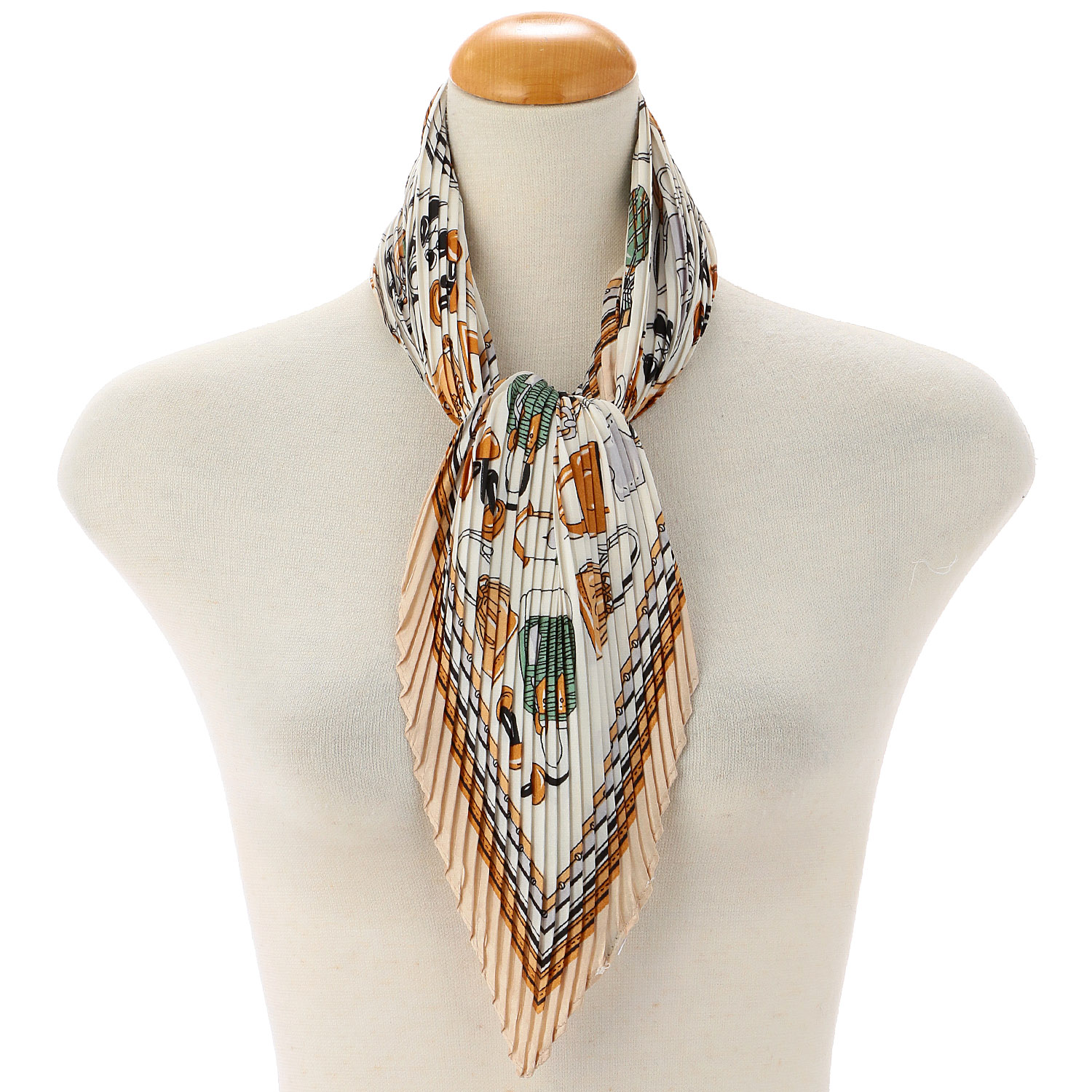 【ベージュ終了】プリーツスカ－フ バッグ柄 - 画像2