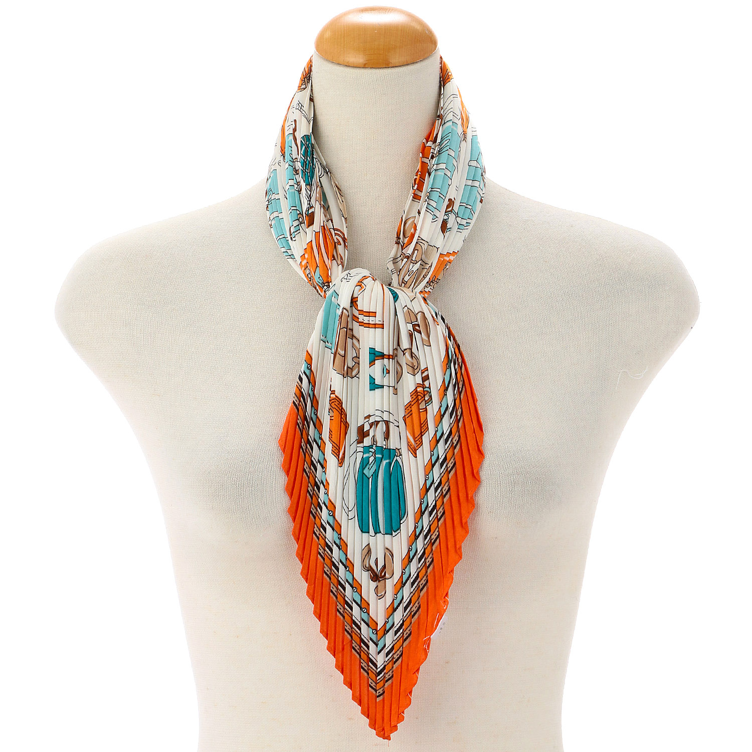 プリーツスカ－フ バッグ柄