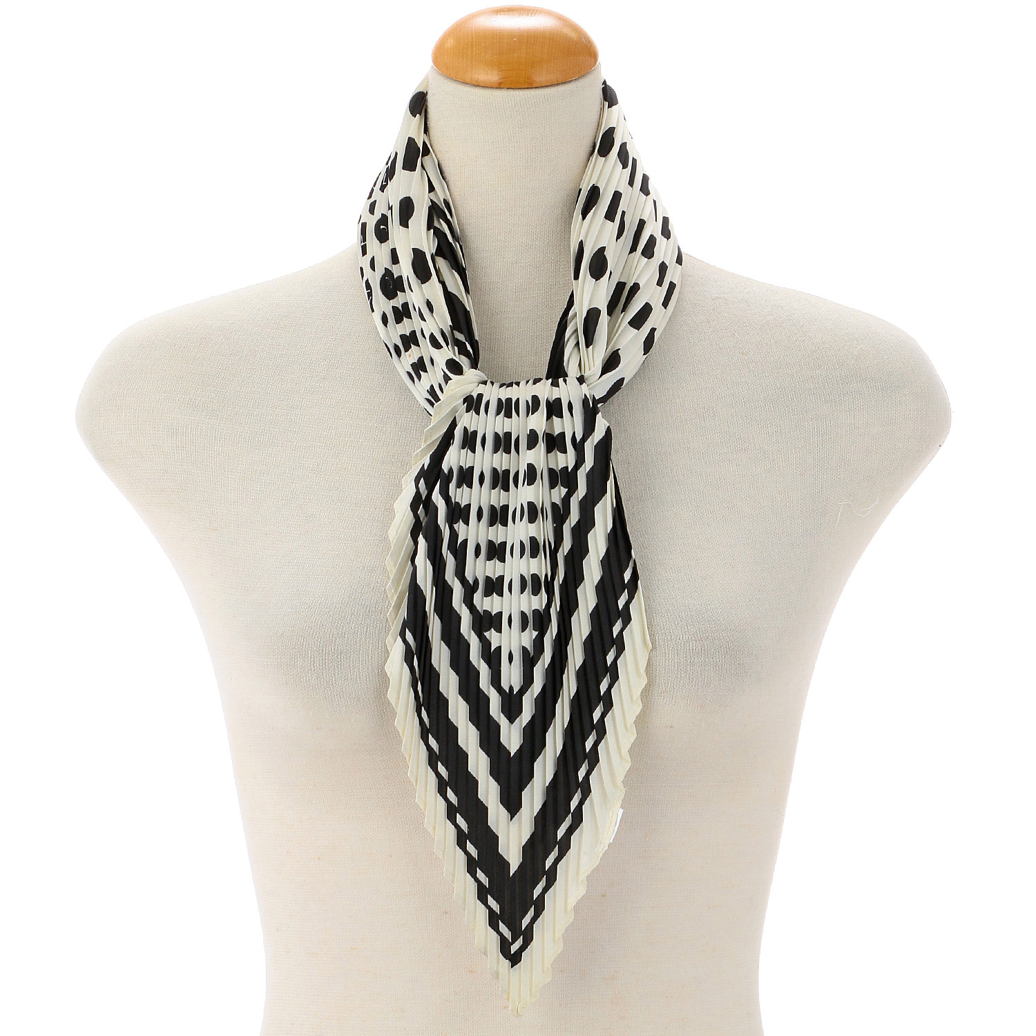 【ブラック、ホワイト終了】プリーツスカーフ ドット英字 - 画像2