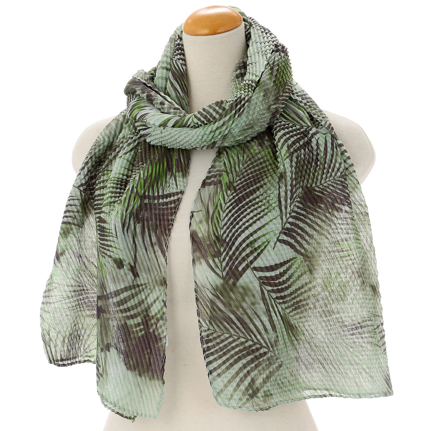 リーフ柄プリーツストール