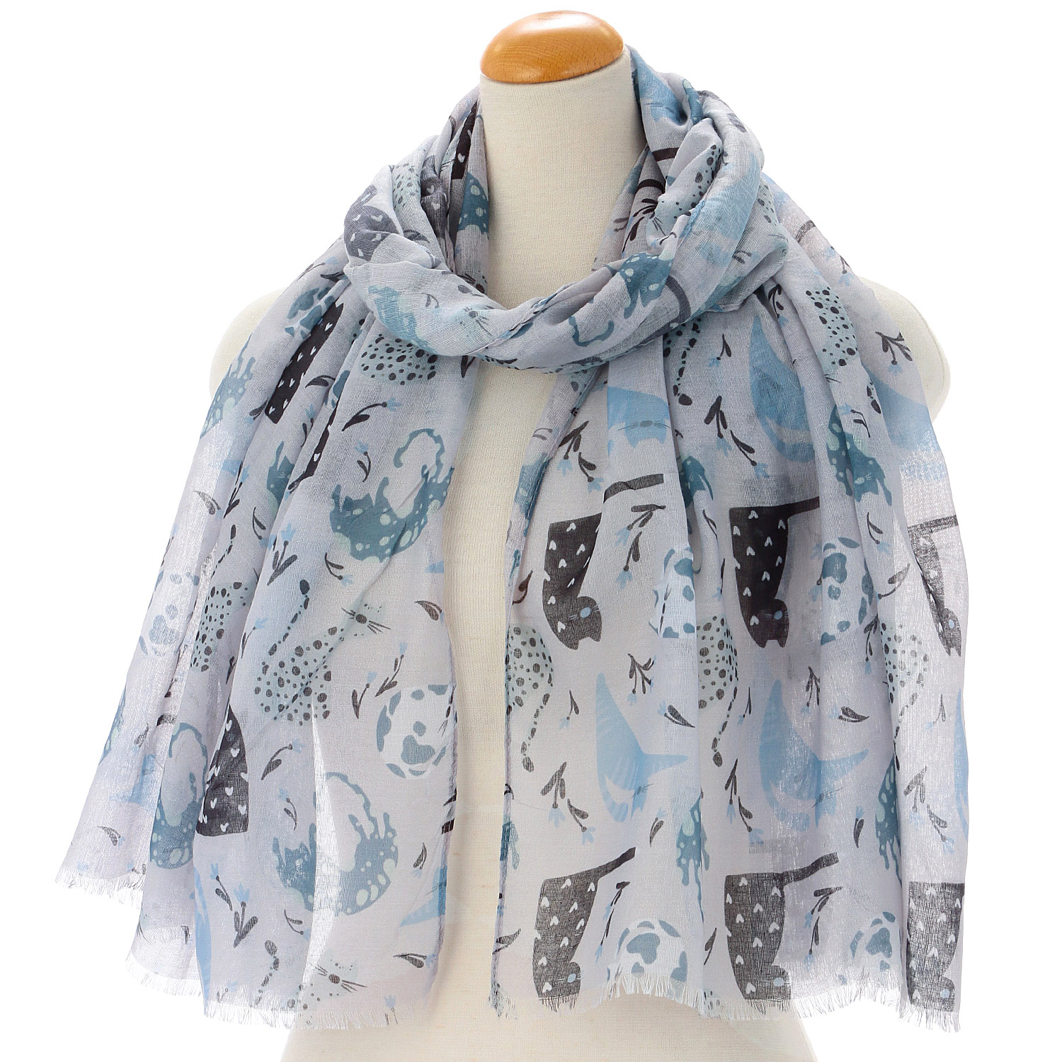 ネコ柄プリントストール