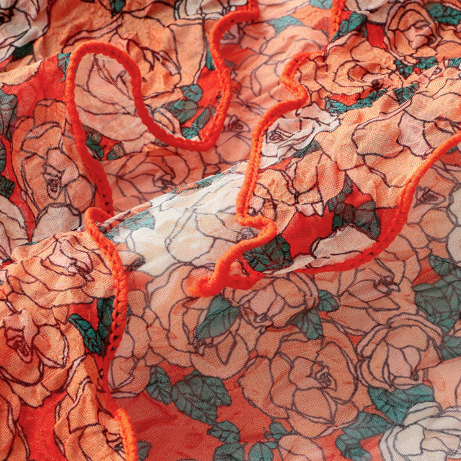 プチローズ柄シワ加工剣先スカーフ - 画像3