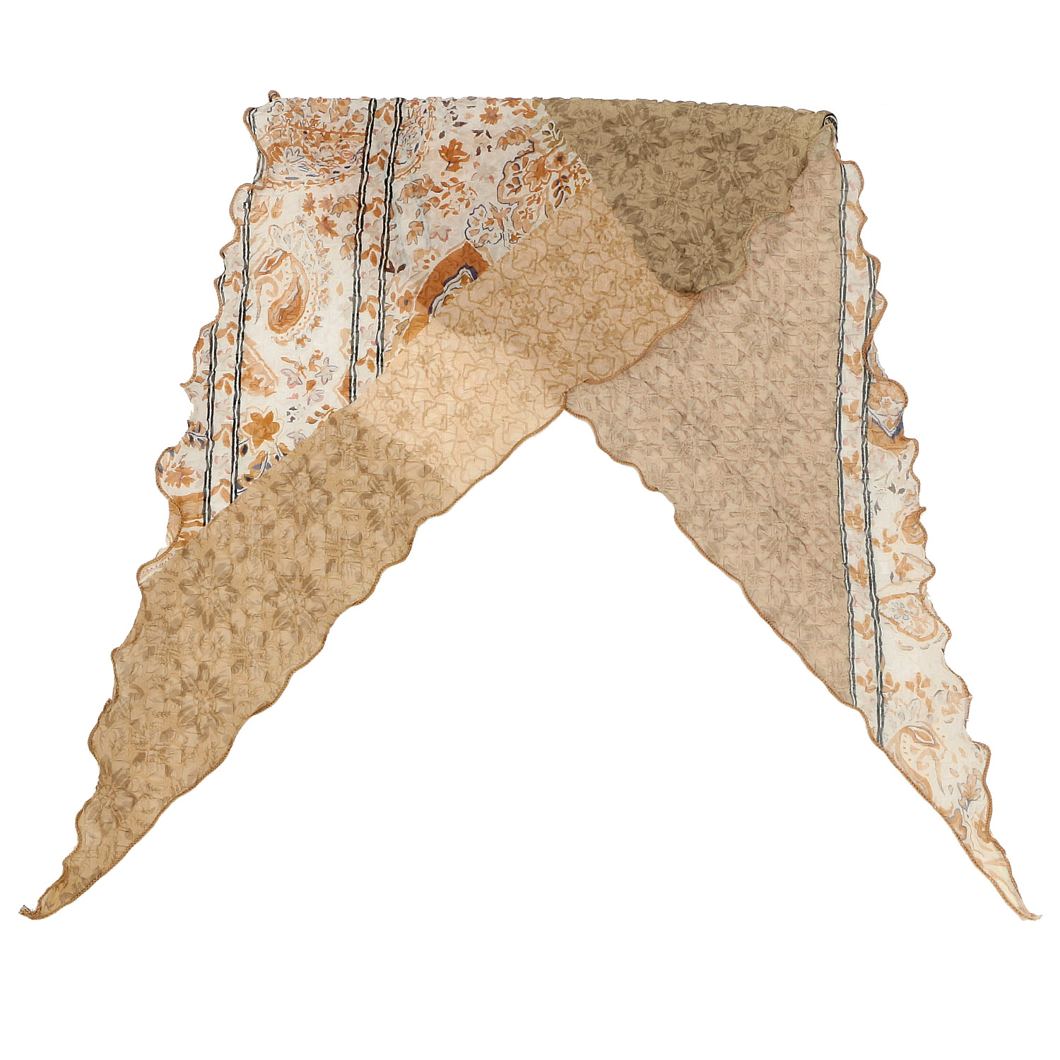 幾何柄シワ加工剣先スカーフ - 画像3