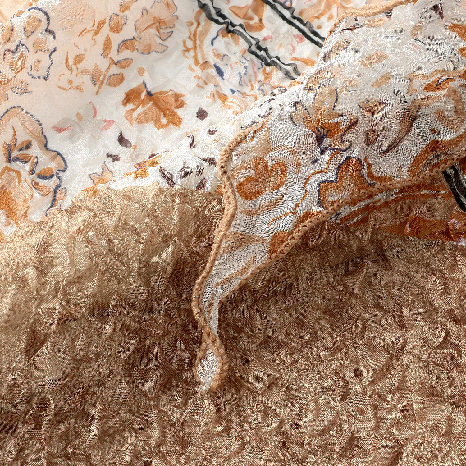 幾何柄シワ加工剣先スカーフ - 画像4