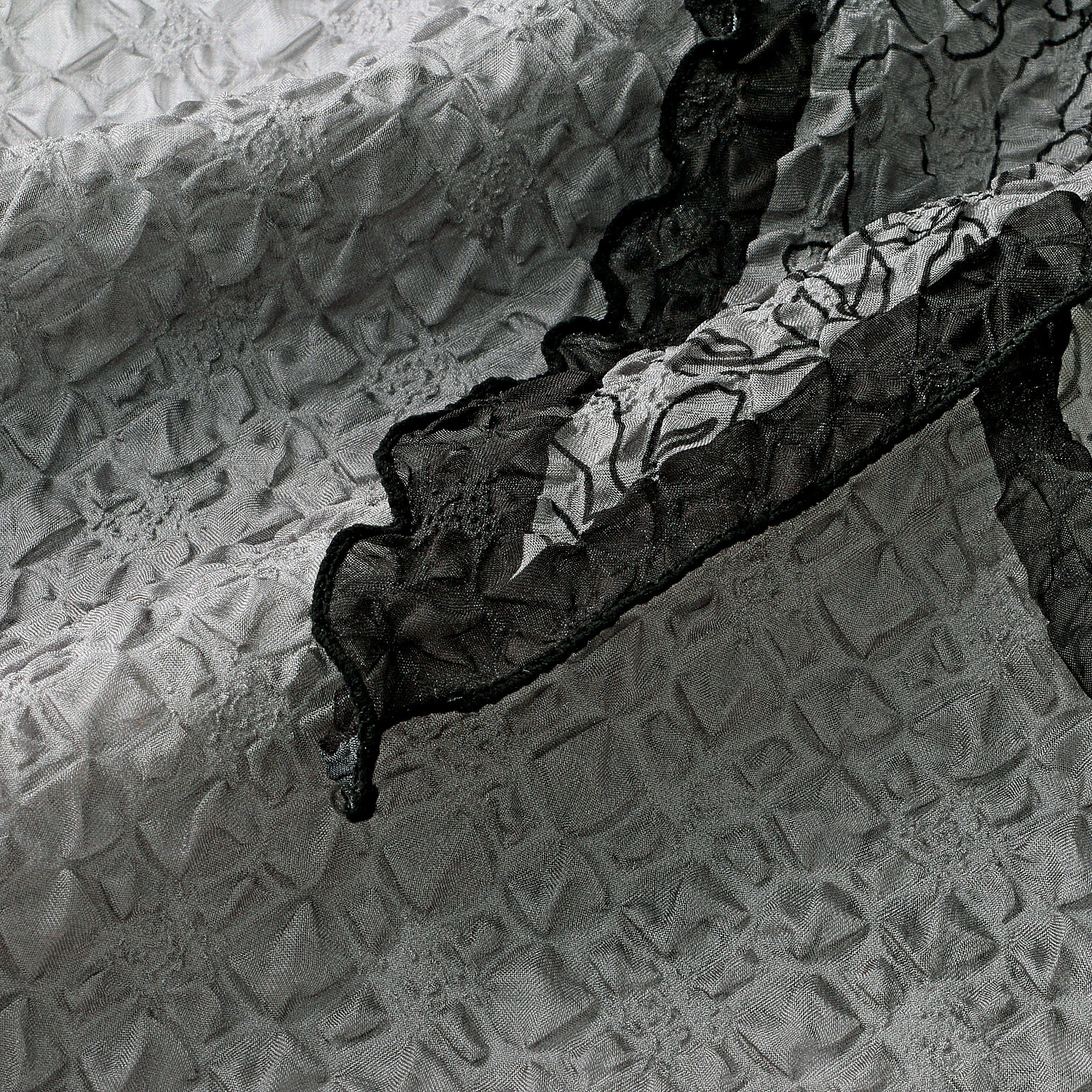 線画ローズ柄シワ加工剣先スカーフ - 画像3