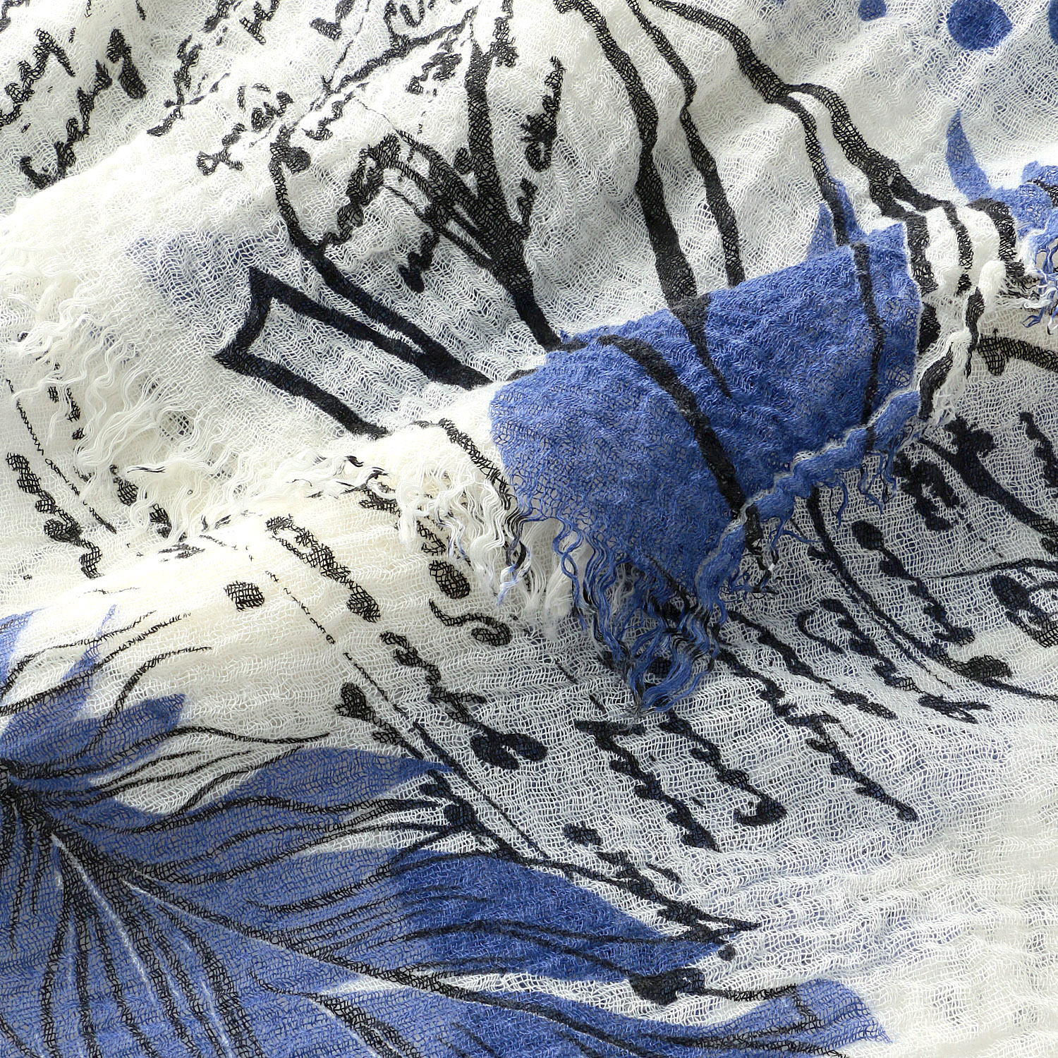 リーフ柄ガーゼタッチストール - 画像6