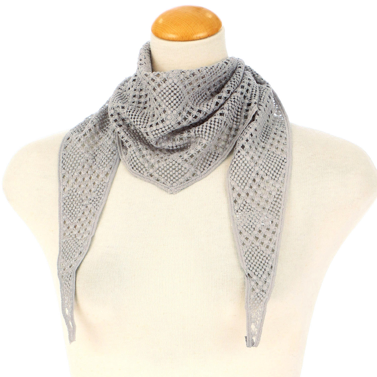 コットン刺繍三角レースストール  幾何