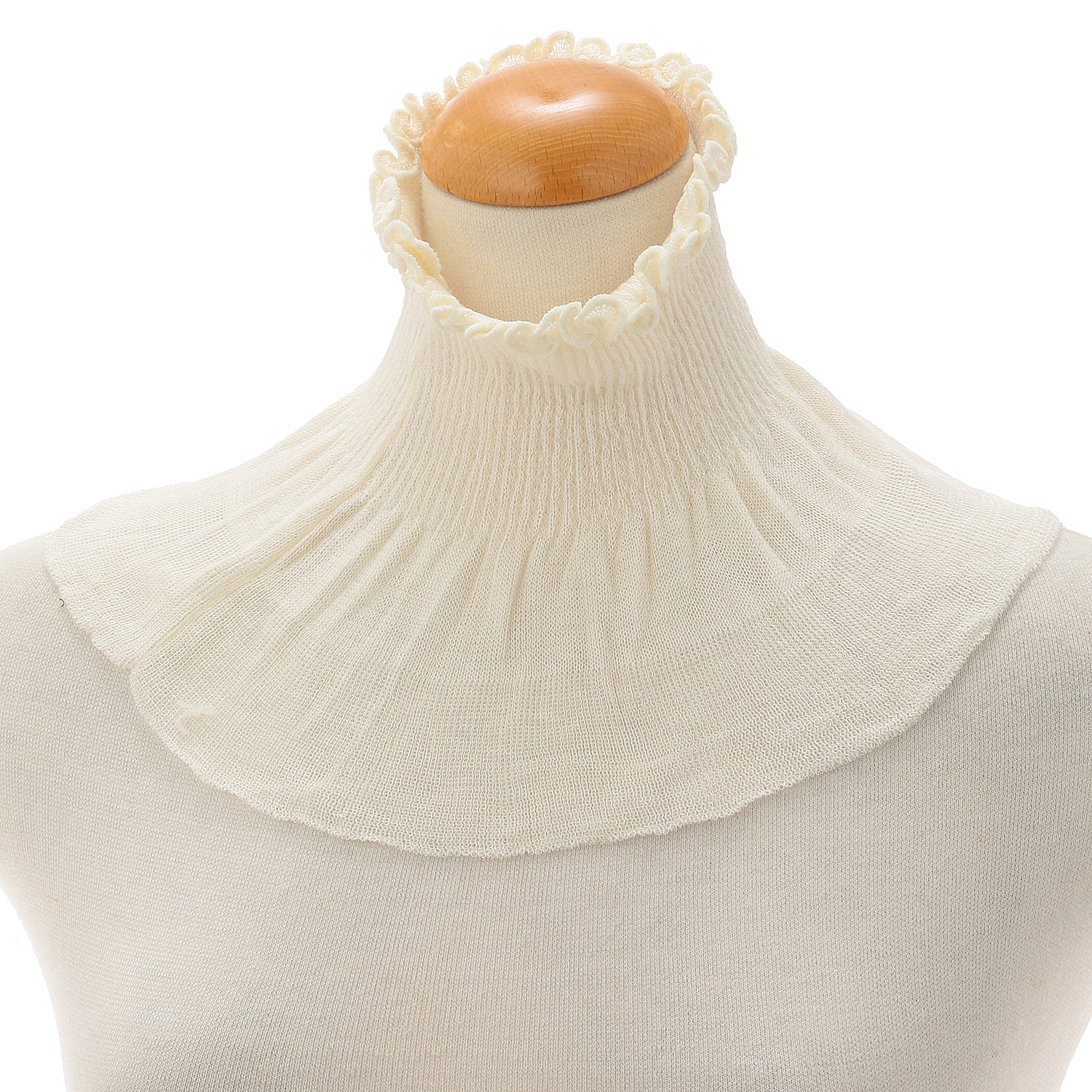 日本製 シルク混ネックカバーフリル 無地 - 画像2