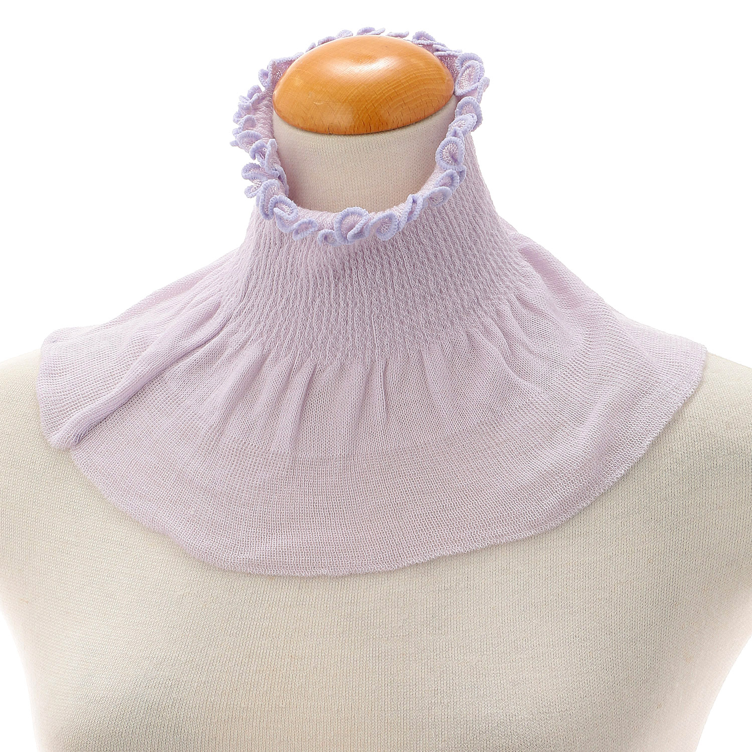 日本製 シルク混ネックカバーフリル 無地 - 画像5