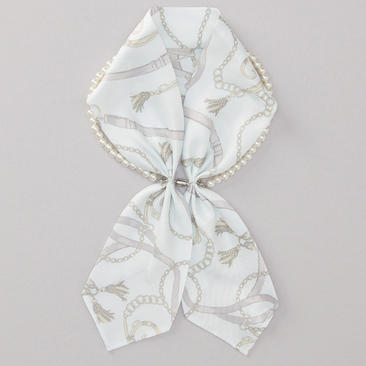 マグネット付パールネックレススカーフ マルチ柄 - 画像5