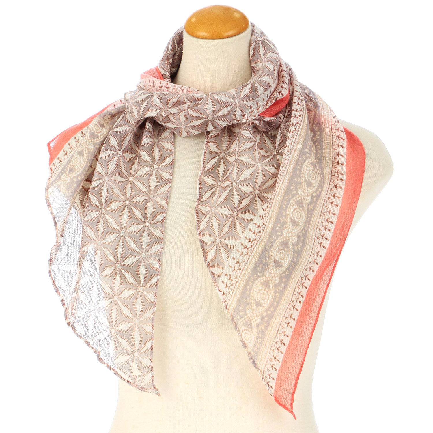 UV剣先リネンコットンストール エスニック柄 - 画像2