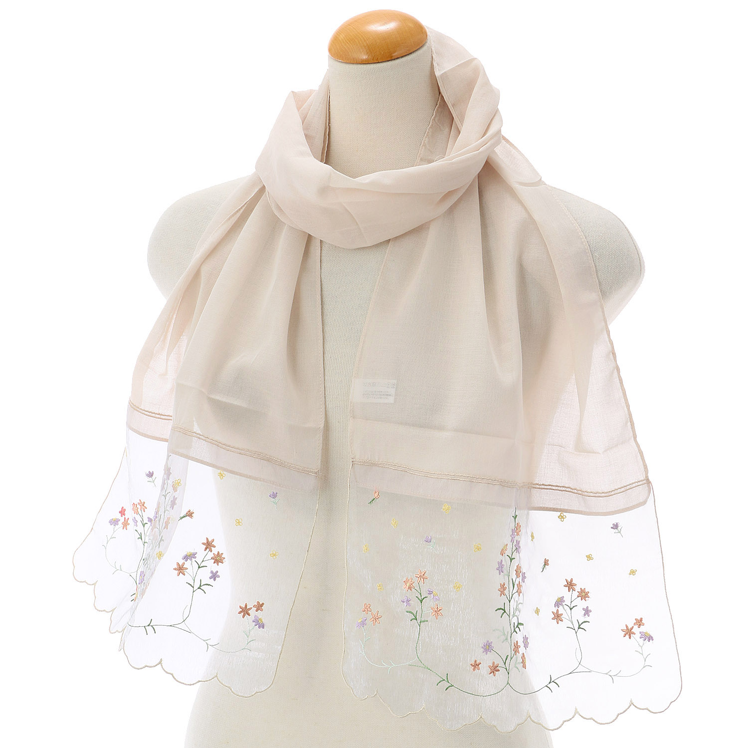 オーガンジー刺繍ストール レースフラワー - 画像3