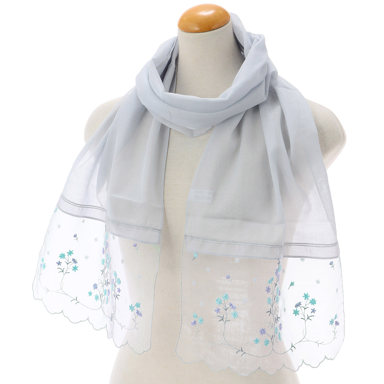 オーガンジー刺繍ストール レースフラワー