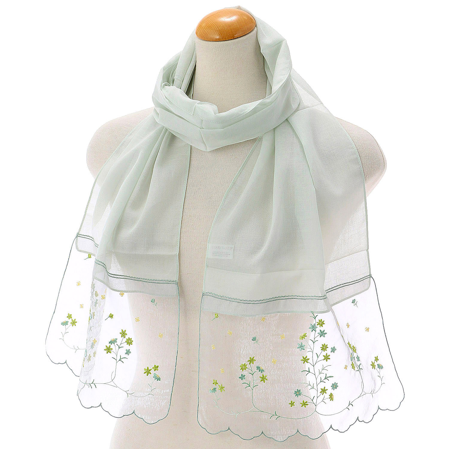 オーガンジー刺繍ストール レースフラワー