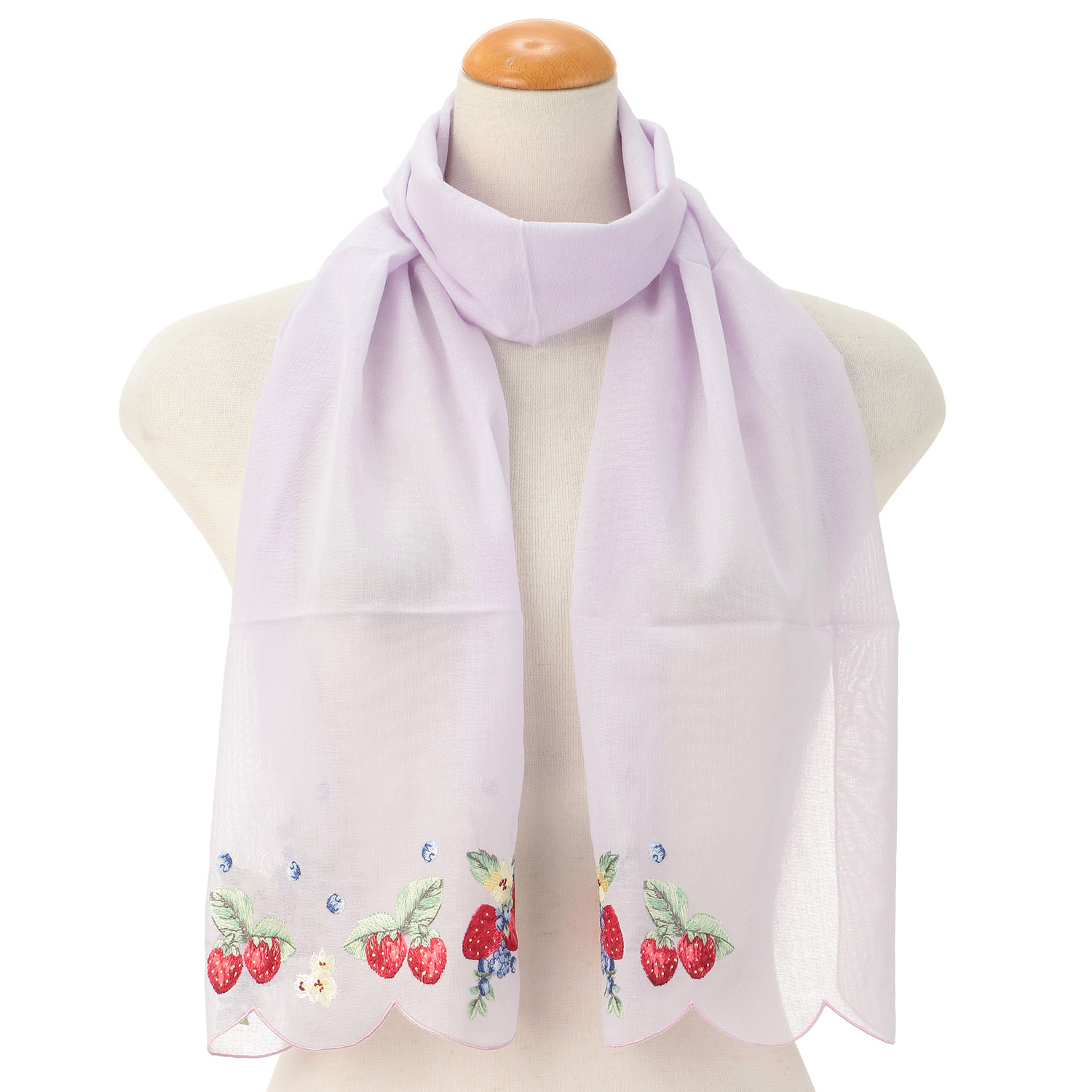 スカラップ刺繍ストール フルーツ柄 - 画像3