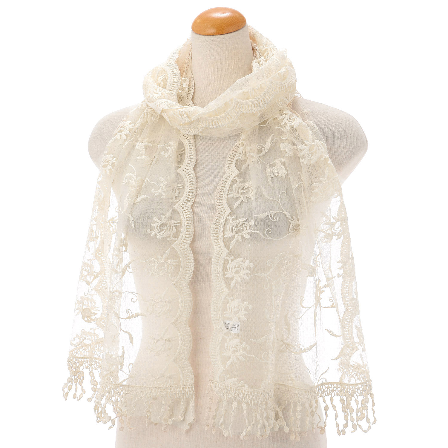 レースストール 花と猫柄