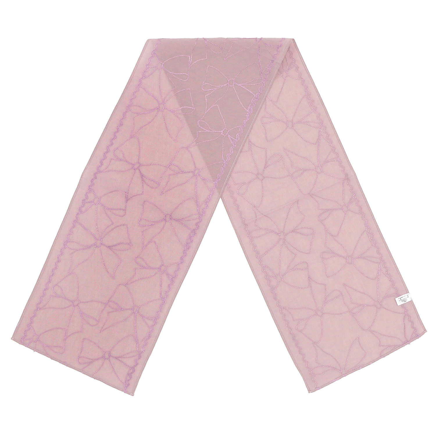 麻混刺繍ストール リボン - 画像4