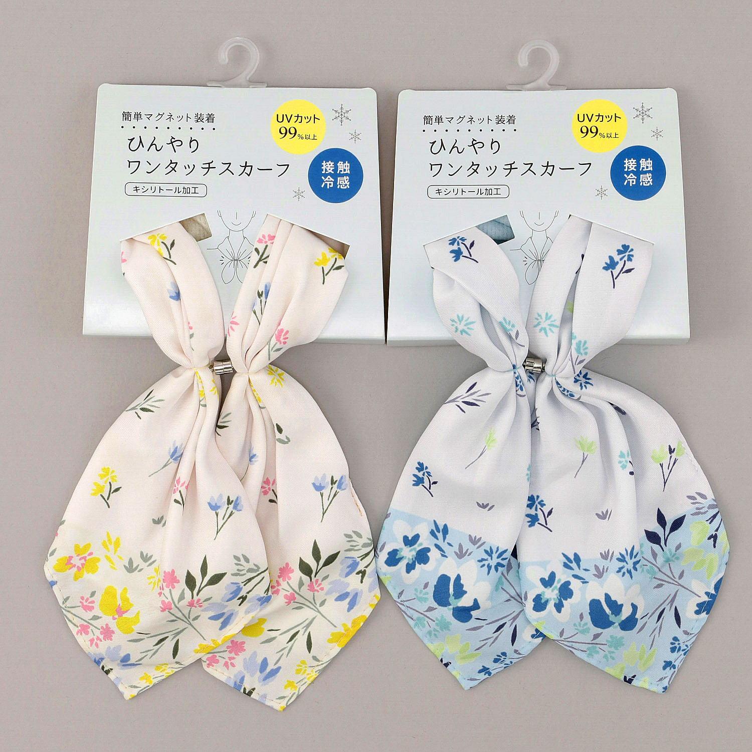 ひんやりワンタッチスカーフ 花柄