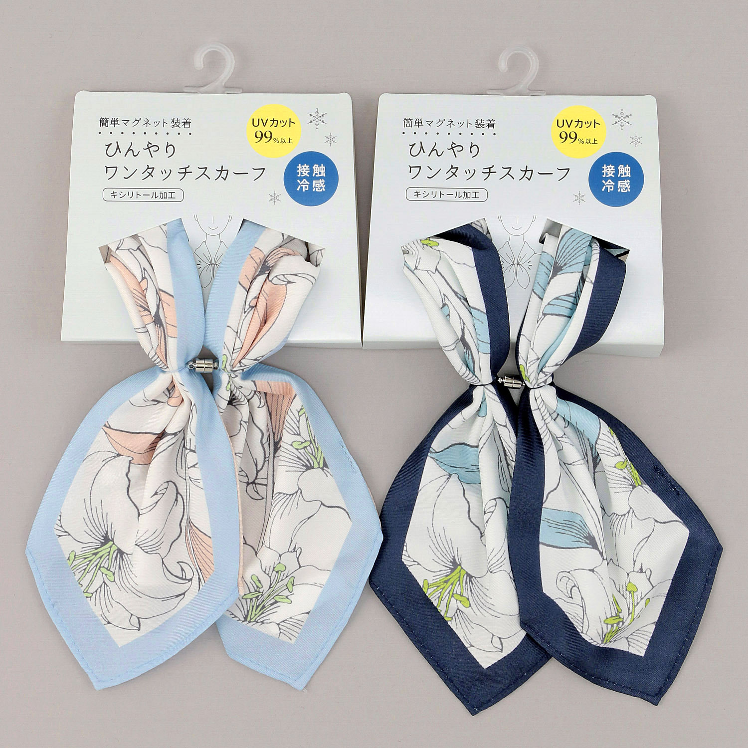 ひんやりワンタッチスカーフ ラインリリー