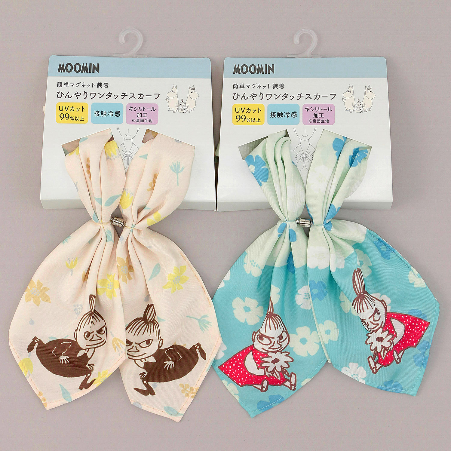 MOOMIN ひんやりワンタッチスカーフ 花とリトルミイ - 画像1