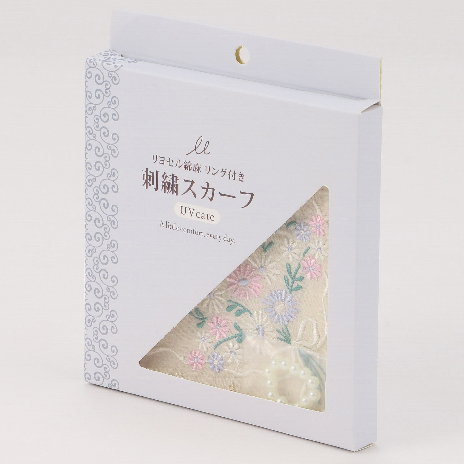 リング付刺繍スカーフ 花束 - 画像4