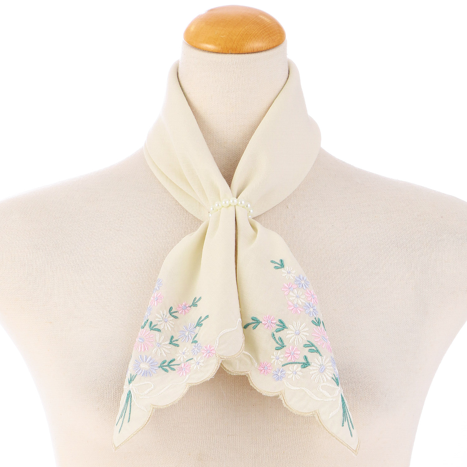 リング付刺繍スカーフ 花束