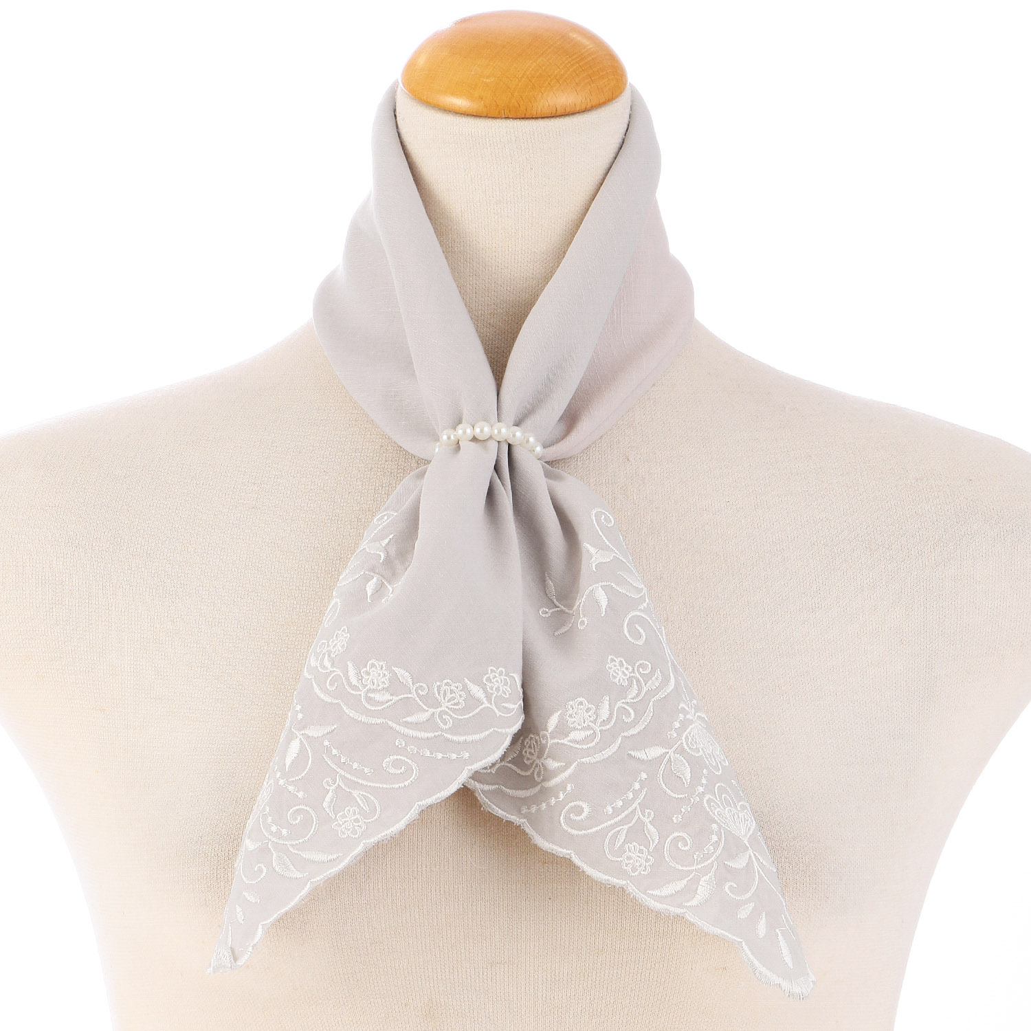 リング付刺繍スカーフ エレガント