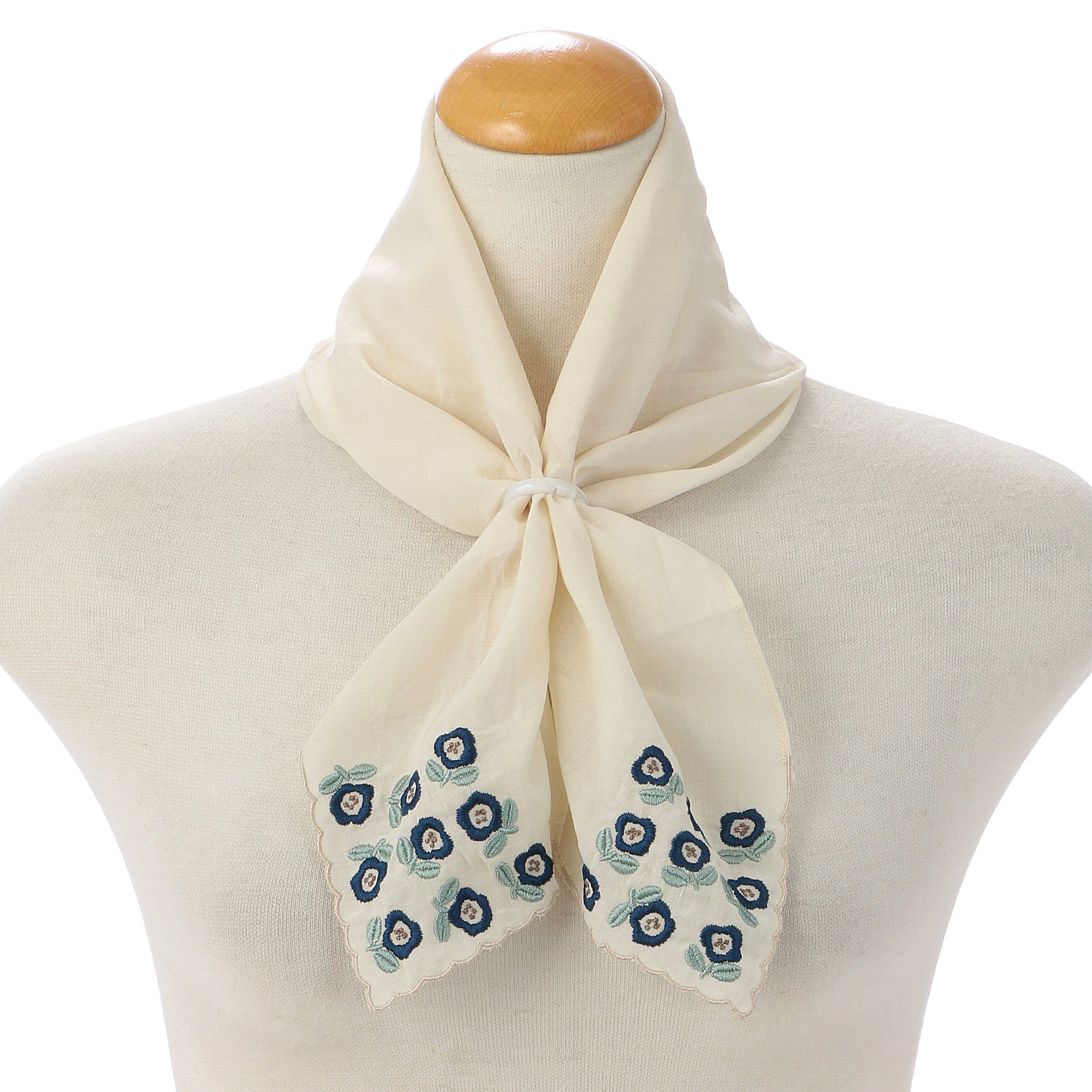 ポーチ付刺繍リングスカーフ 北欧マルチ柄 - 画像3