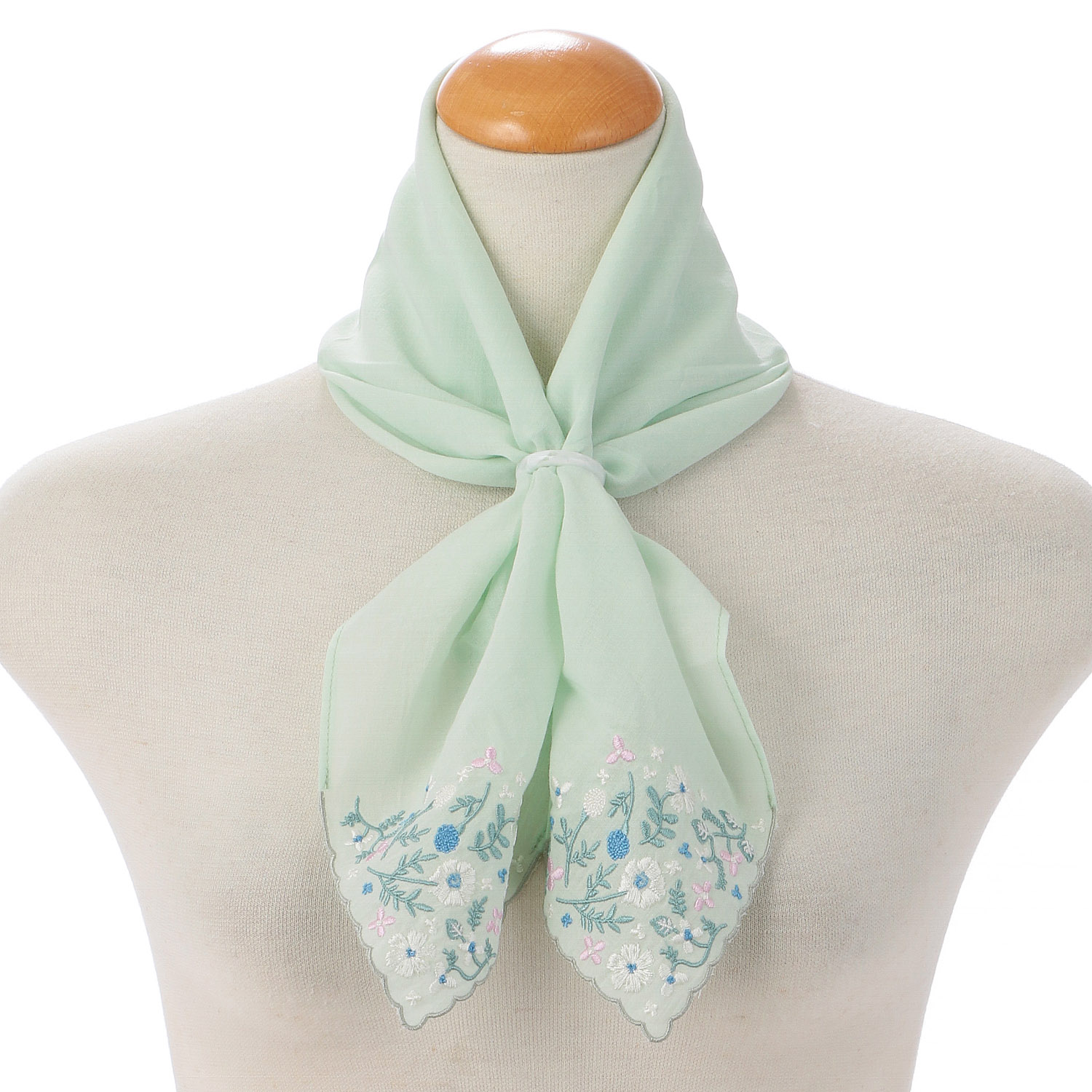 ポーチ付刺繍リングスカーフ 北欧マルチ柄 - 画像5