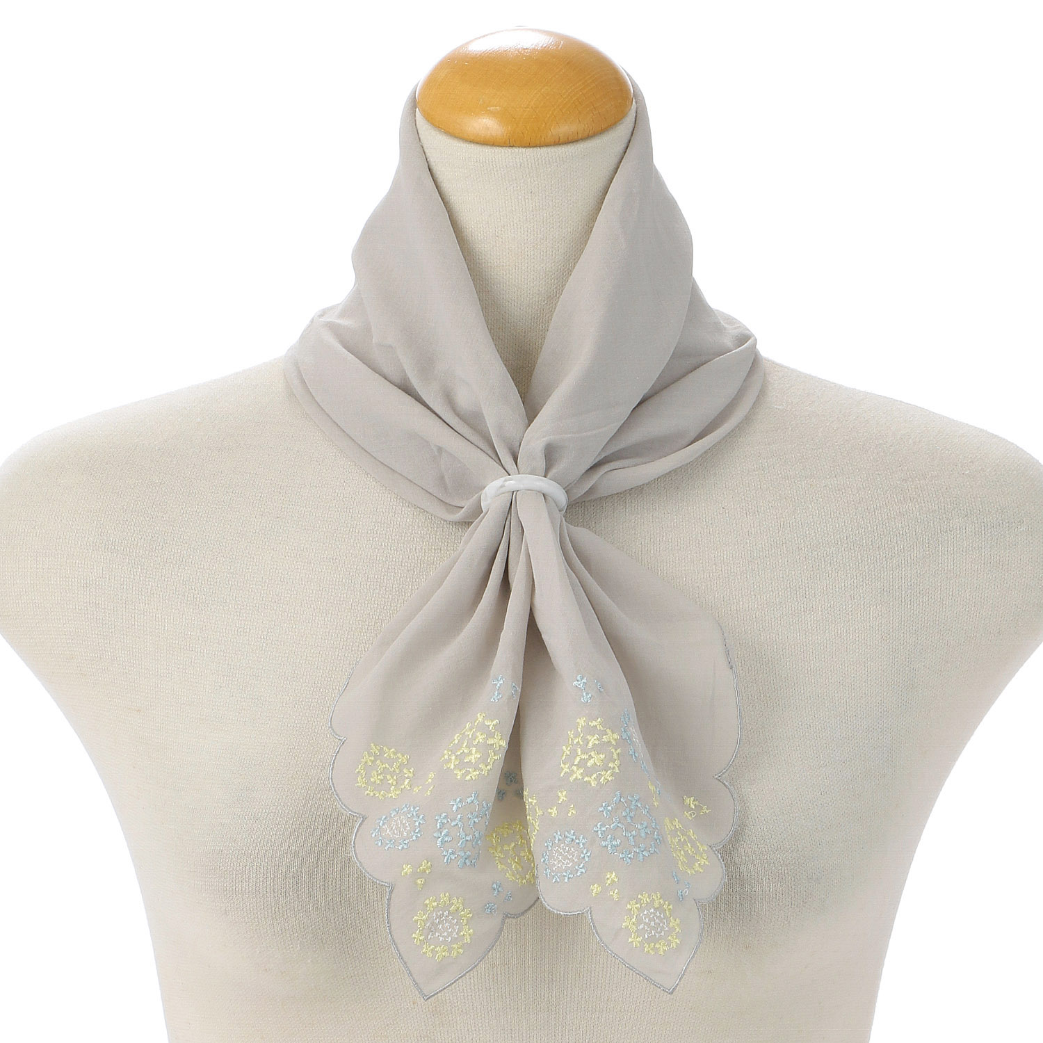 ポーチ付刺繍リングスカーフ 北欧マルチ柄 - 画像1