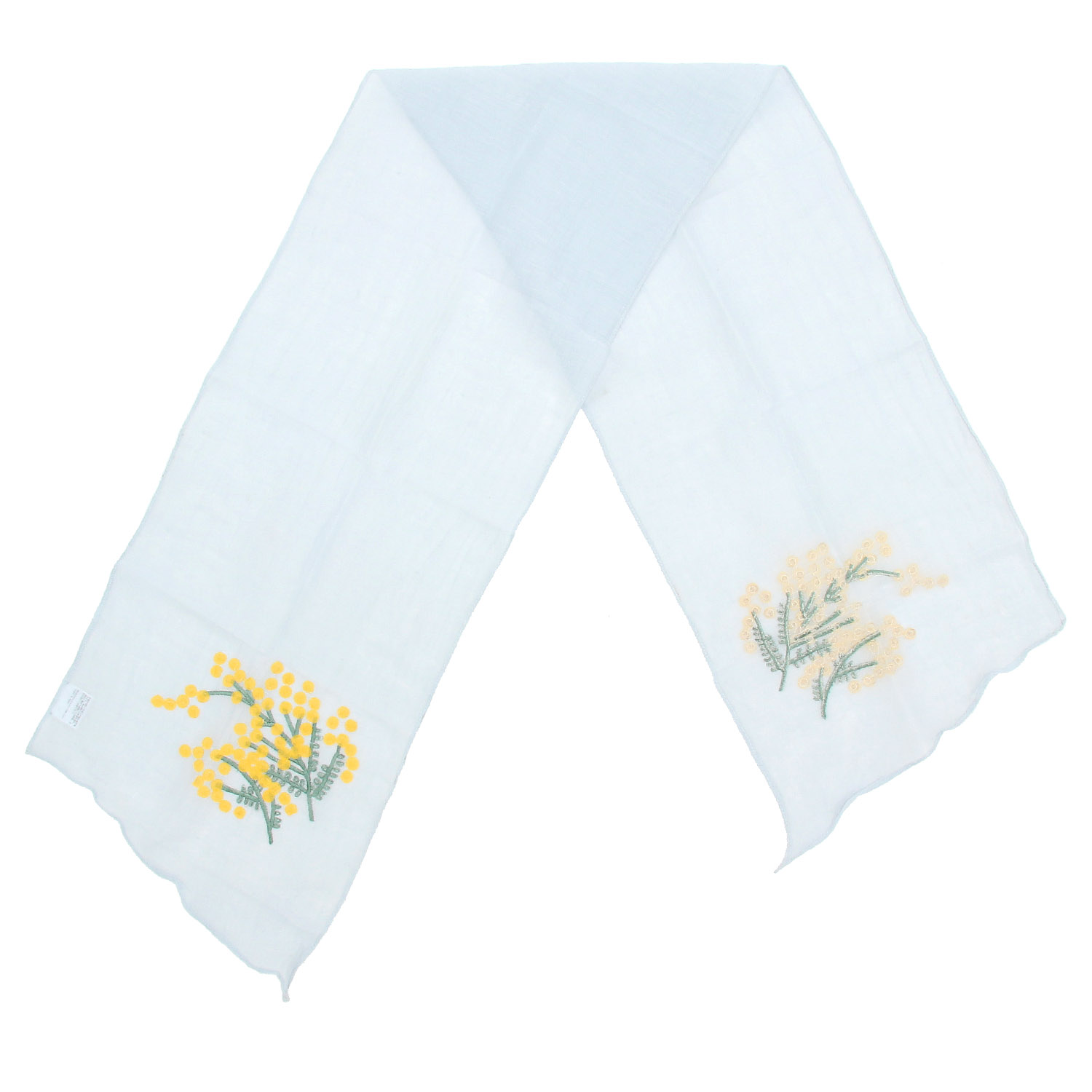 コットンシルクミモザ刺繍剣先ストール - 画像2