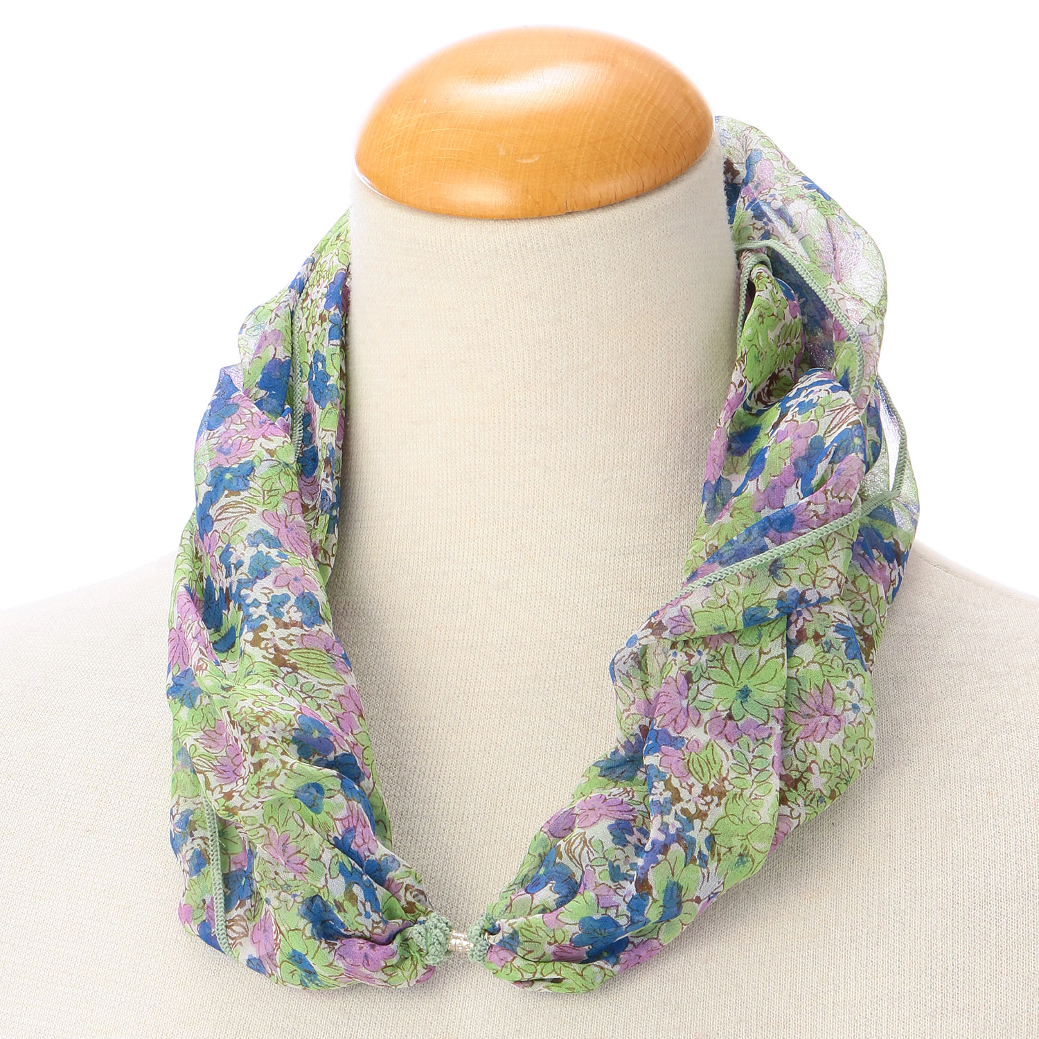 日本製 シルク小花柄ワンタッチスカーフ