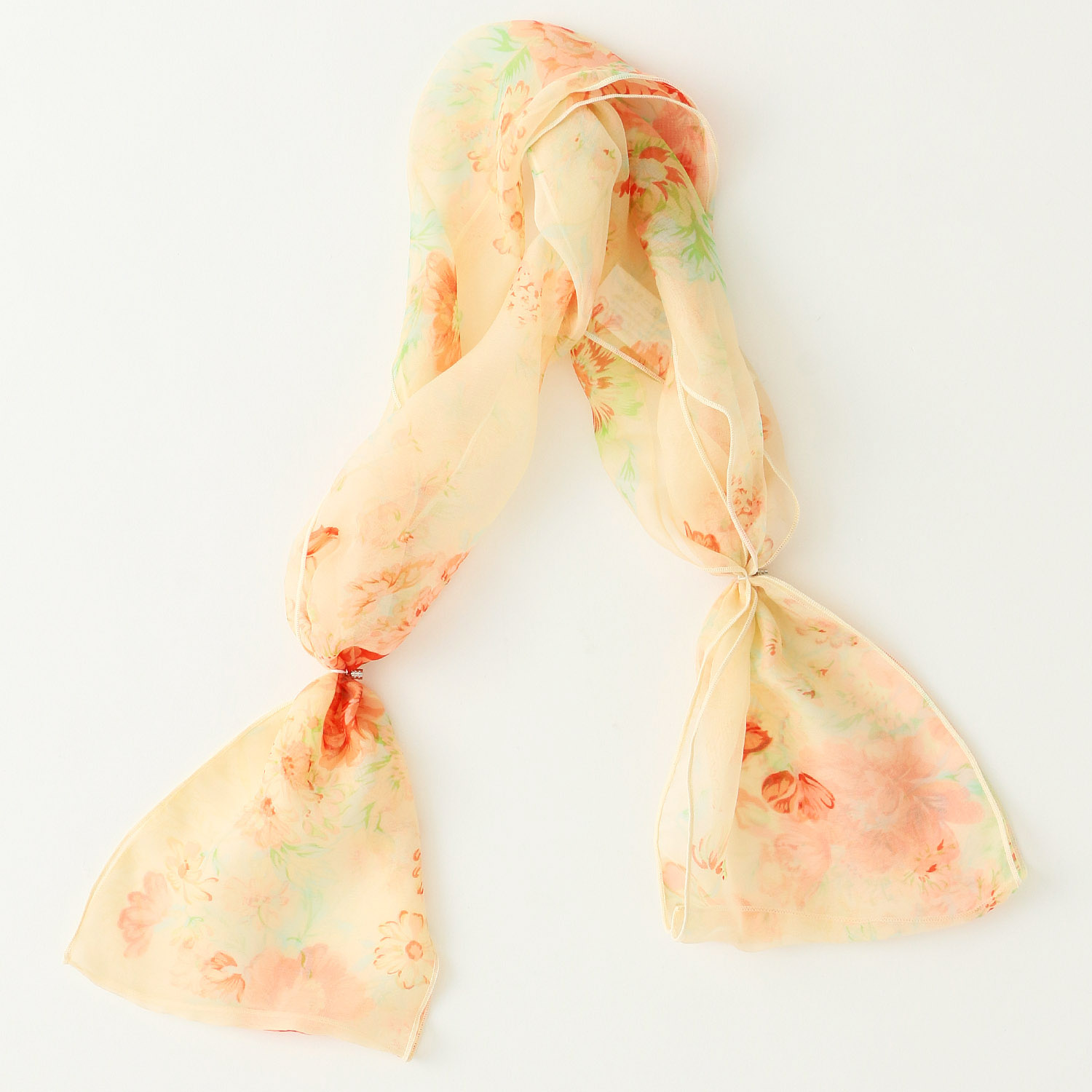 日本製 シルク花柄ワンタッチスカーフ - 画像2