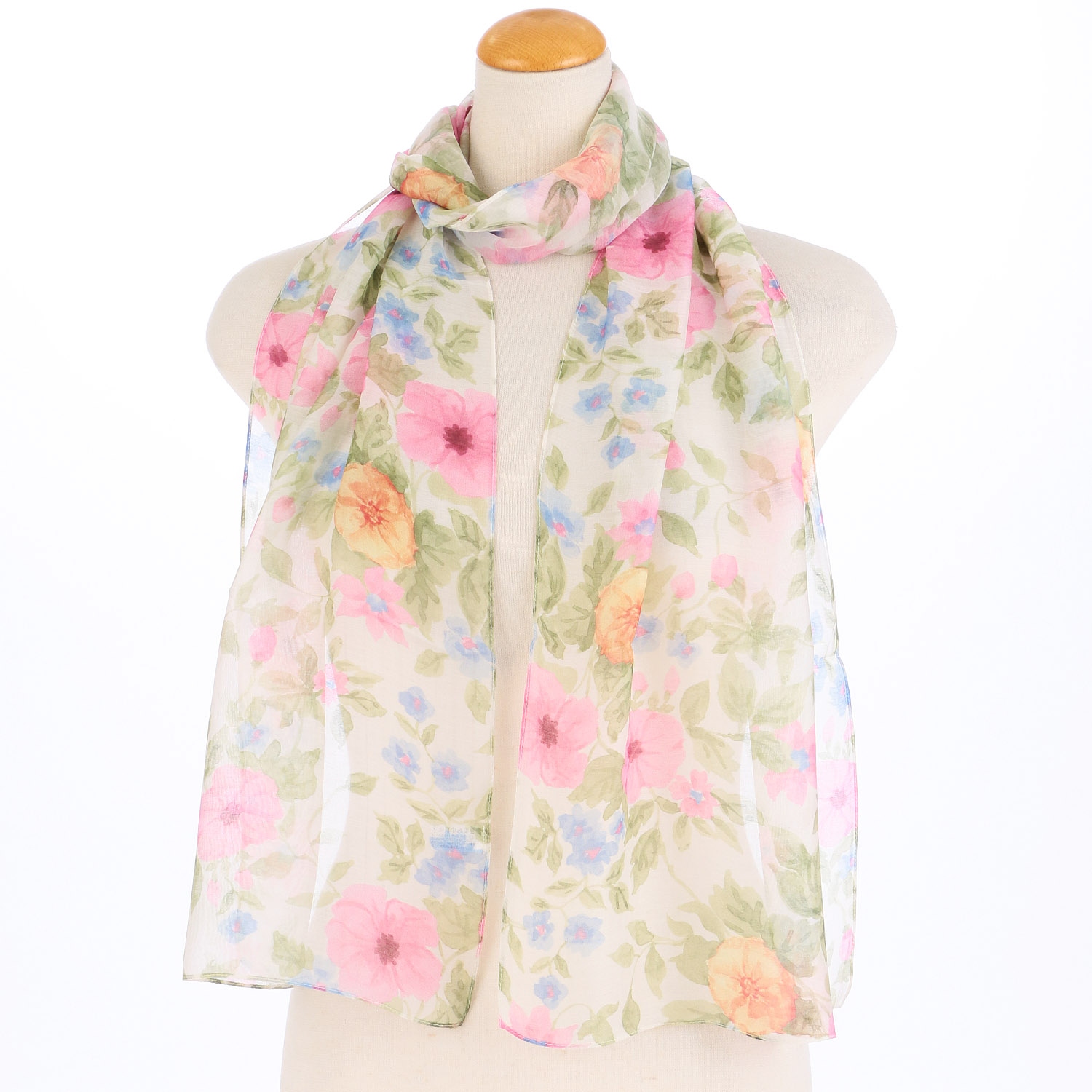 インド製 シルク混花柄プリントストール - 画像3