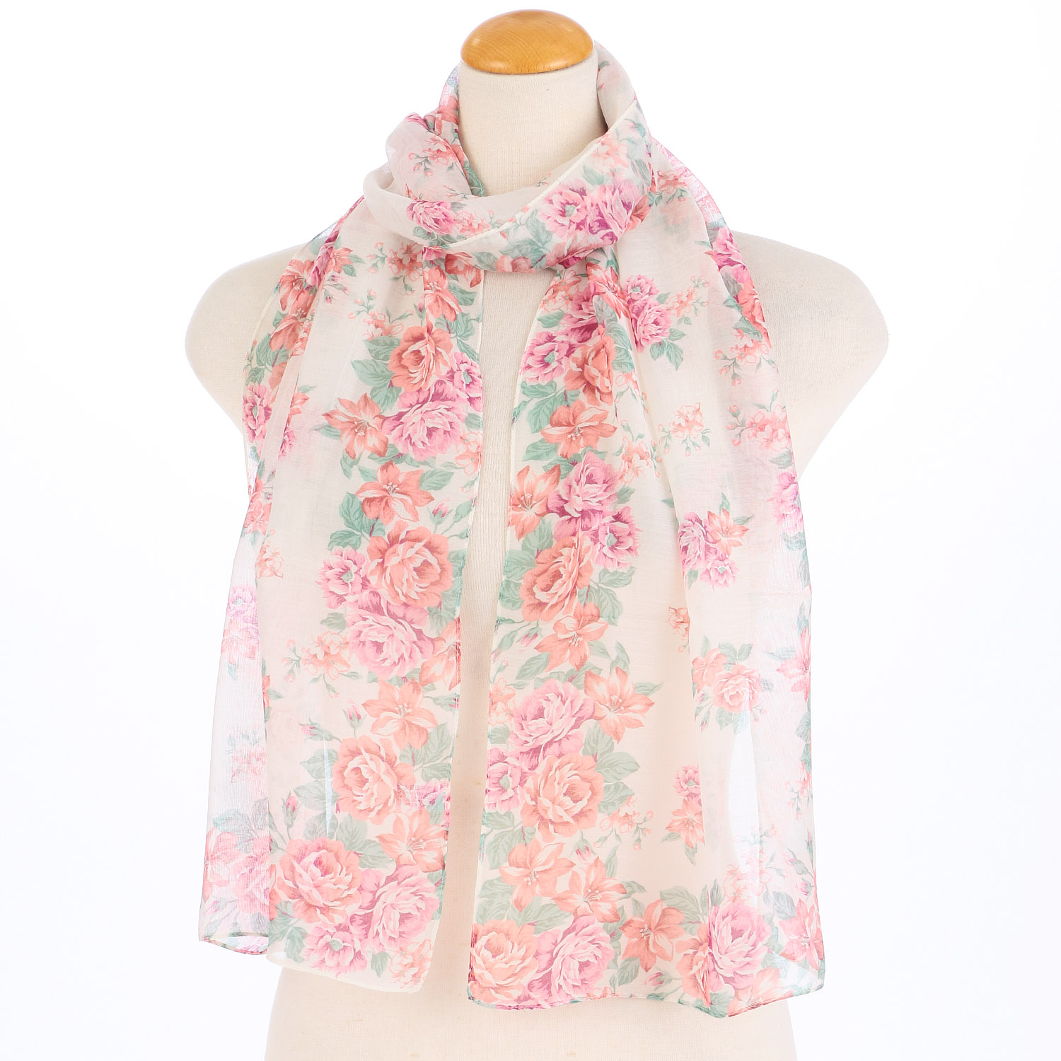 インド製 シルク混花柄プリントストール