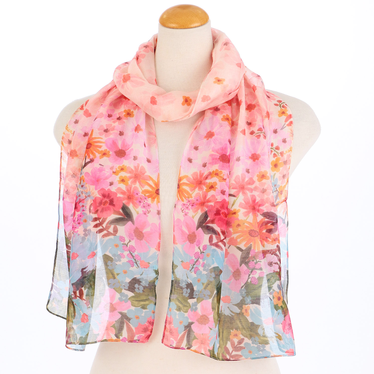 インド製 シルク混花柄プリントストール - 画像2