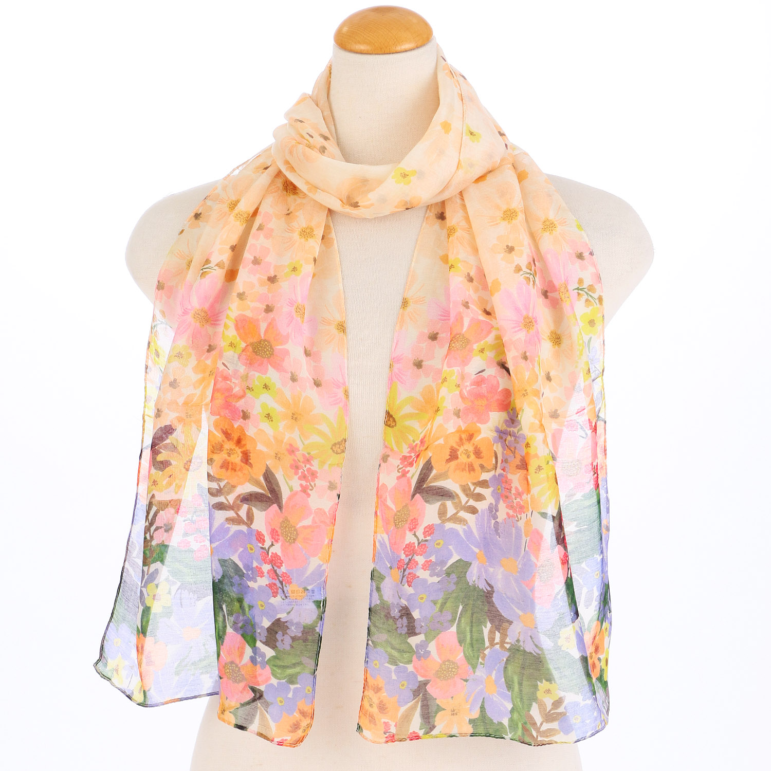 インド製 シルク混花柄プリントストール - 画像3