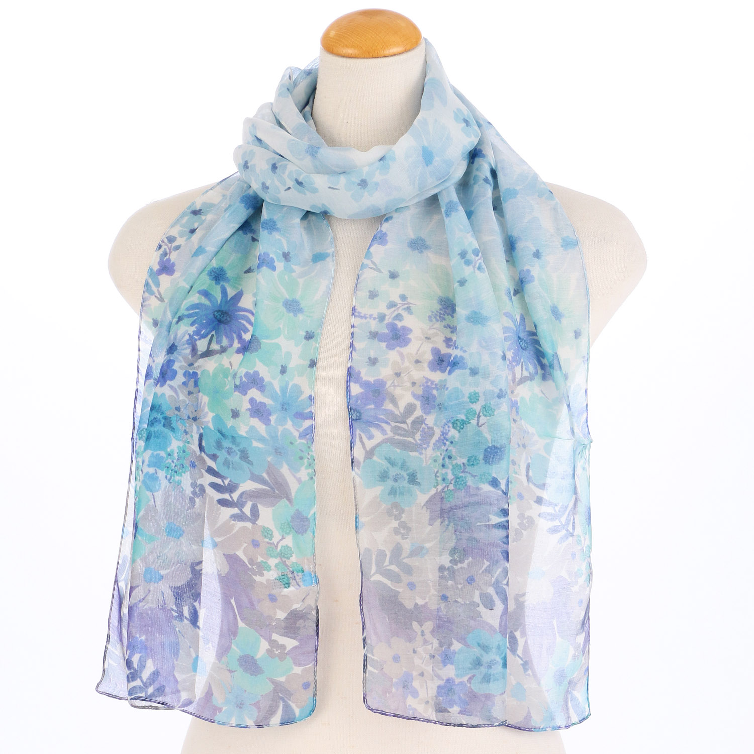 インド製 シルク混花柄プリントストール - 画像6