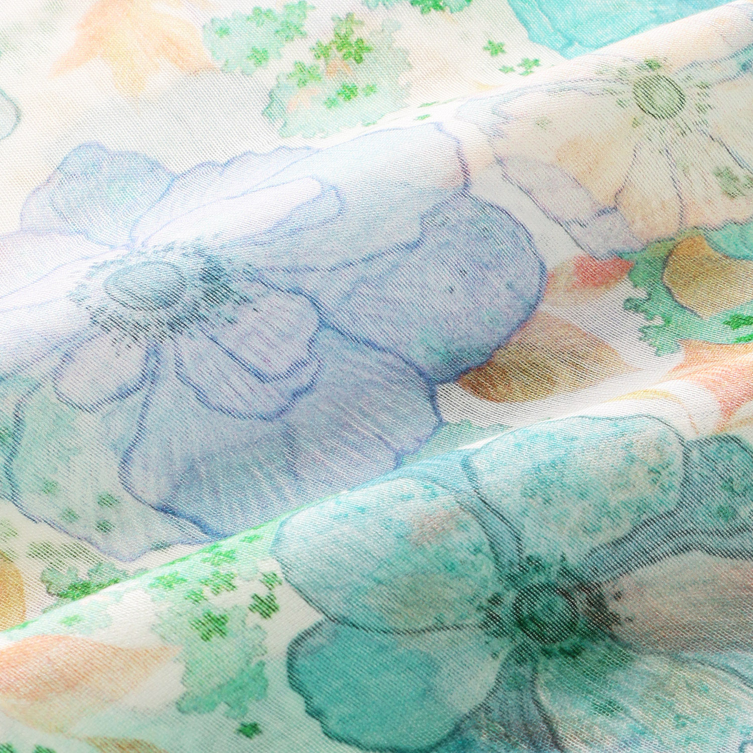 インド製 シルク混花柄プリントストール - 画像4