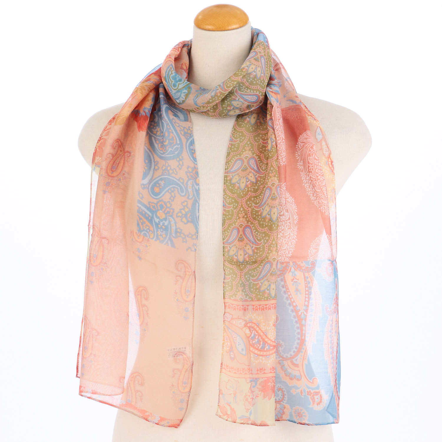 インド製 シルク混ペイズリープリントストール - 画像3