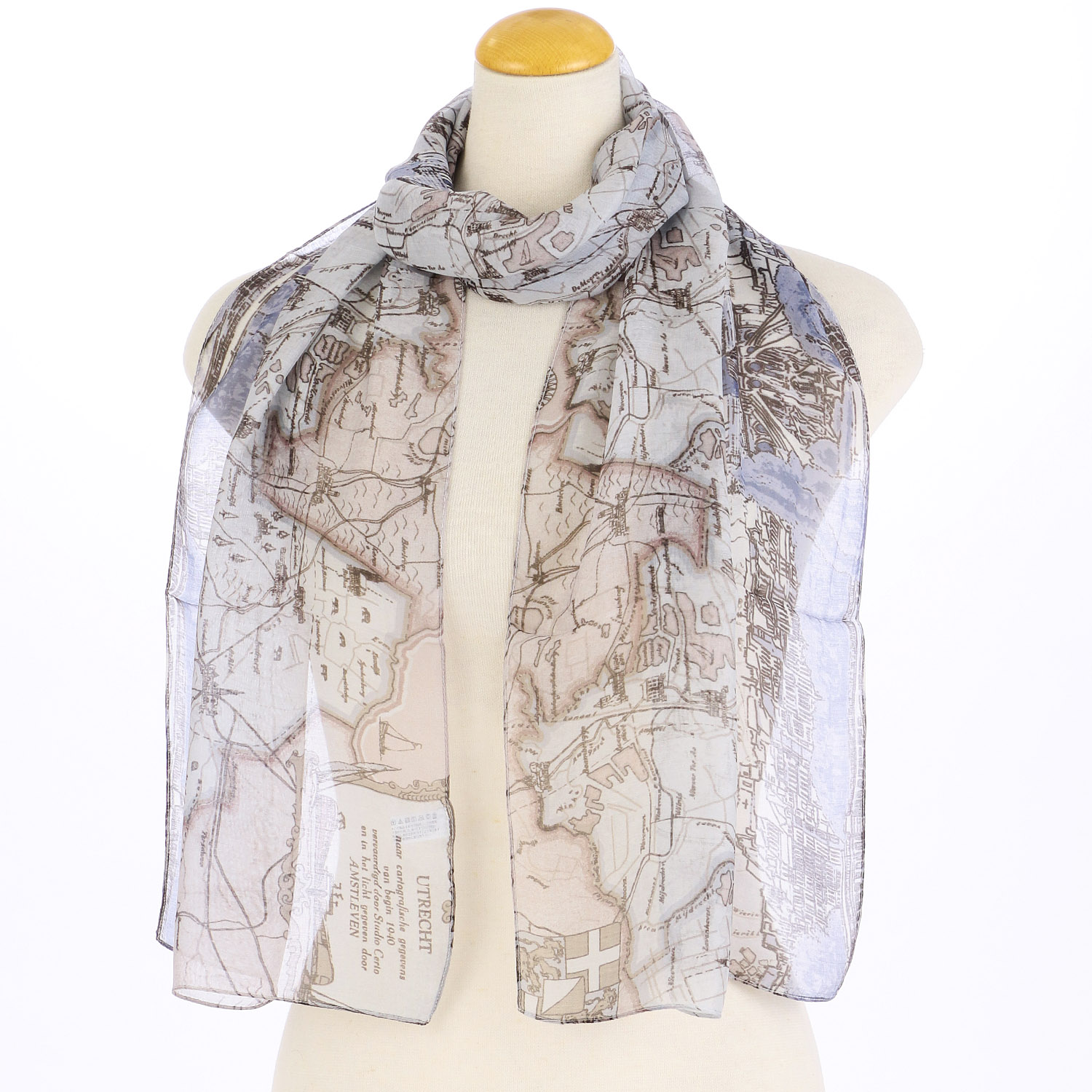 インド製 シルク混街並み柄プリントストール - 画像4