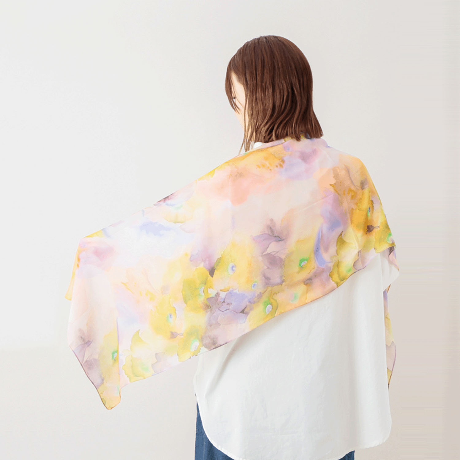 インドレーヨンカラフルインクプリントショール - 画像2