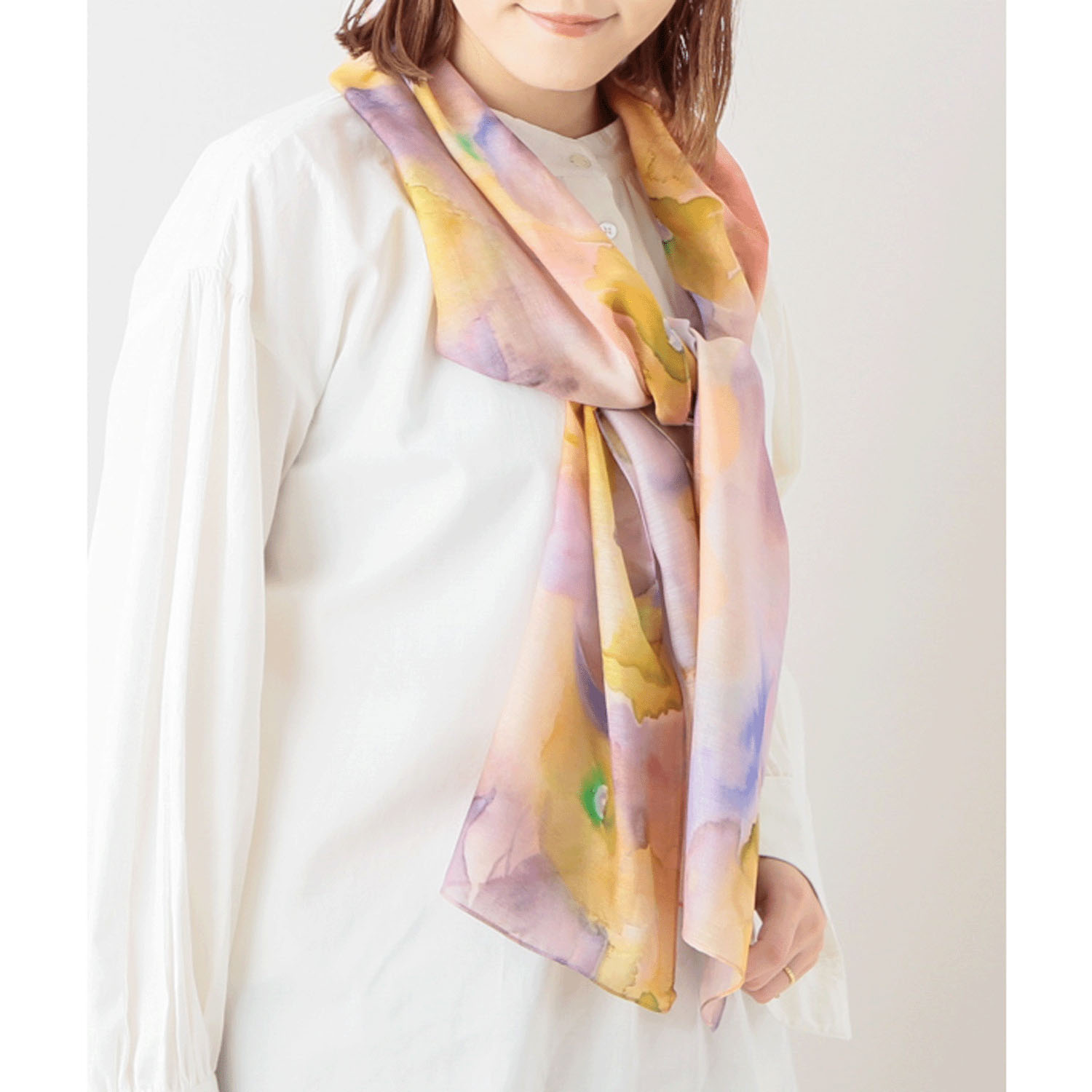 インドレーヨンカラフルインクプリントショール