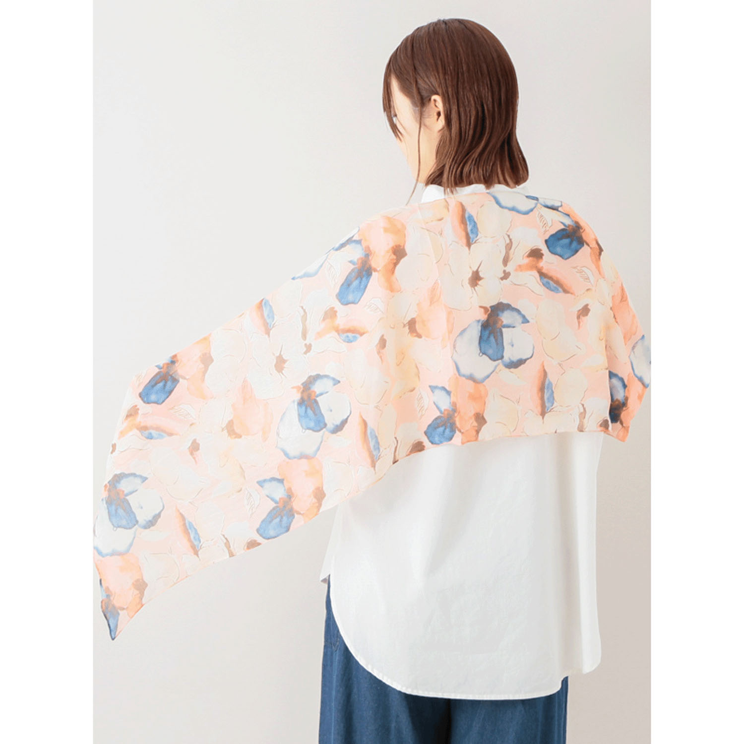 インド綿シルク大花柄プリントショール - 画像2